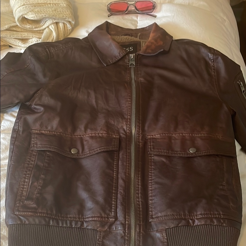Brown Bomber Jacket with Sporty Style and Weather-Resistant Finish